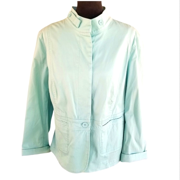 Talbots soft, thick, stretch cotton/spandex Spring jacket, beautiful minty blue - Picture 2 of 7